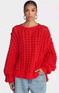 KBB by Kahlana The Chunky Knit Crew Pullover Sweater